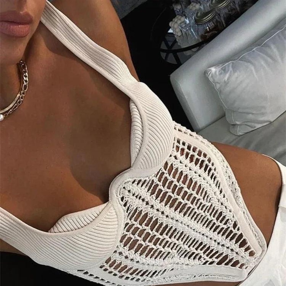 Fishbone Crocheted Knitted Corset style Crop Top